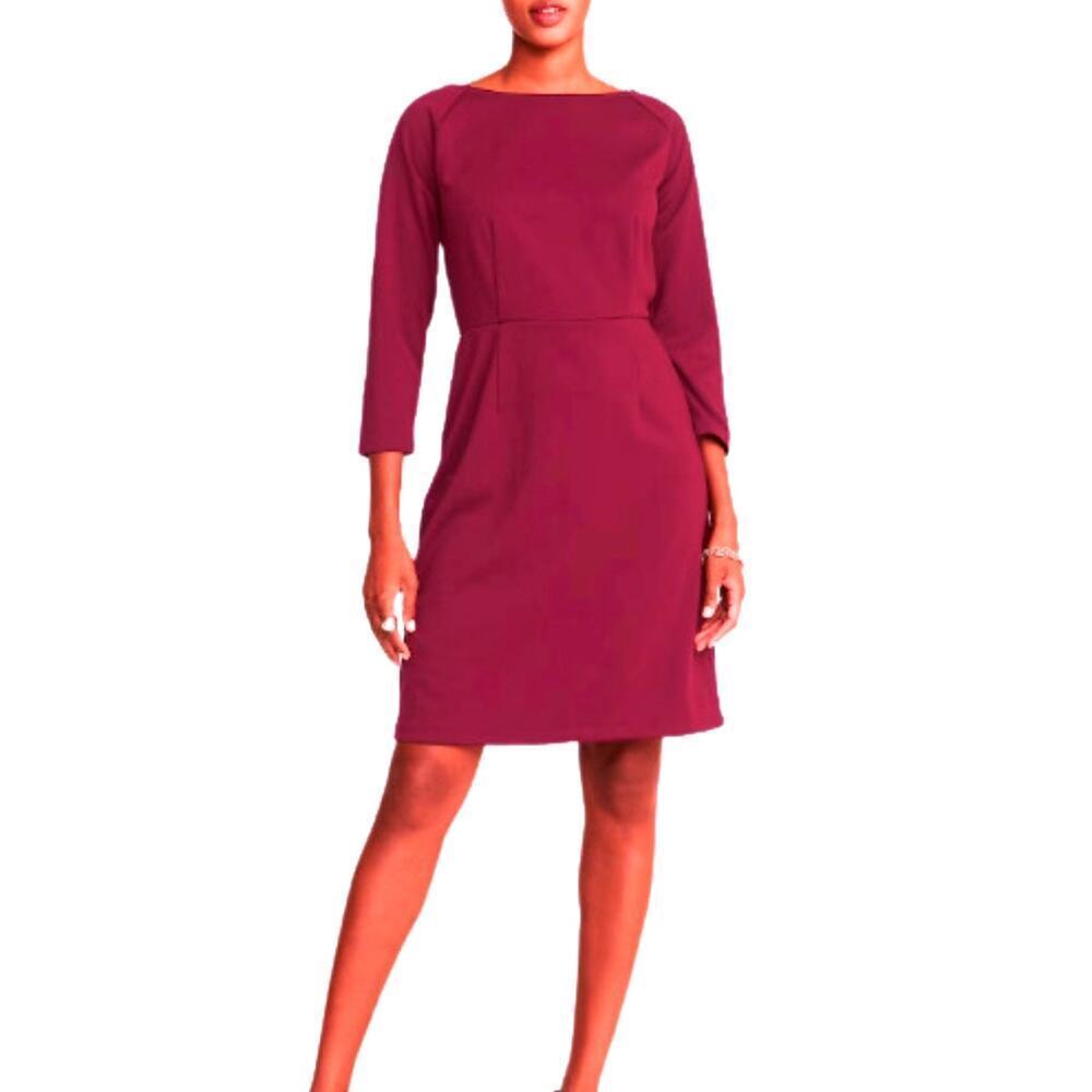 Old Navy Ponte-Knit 3/4-Sleeve Sheath Dress XL in Solid Red Fall Career Wear